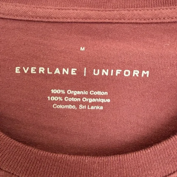 Everlane Uniform Pocket T Shirt Tee Medium Short Sleeves Organic Cotton Burgundy - Picture 3 of 9